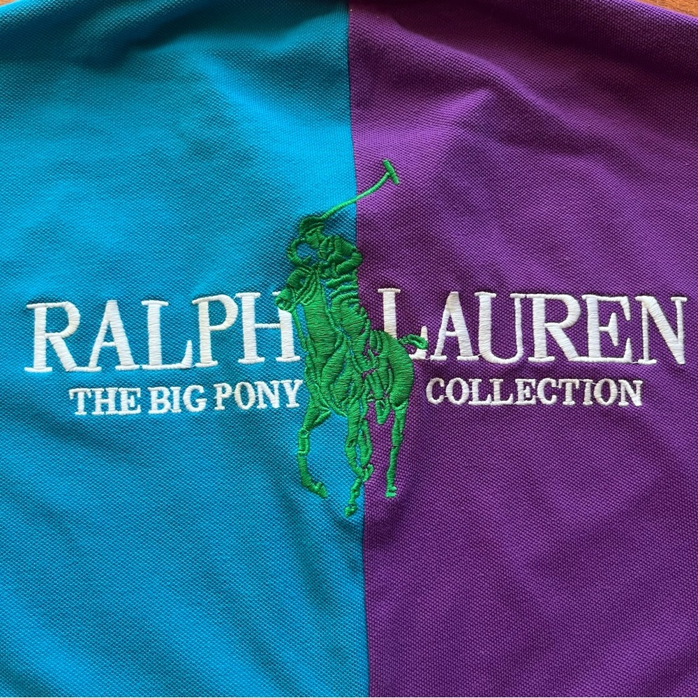 RALPH LAUREN BIG PONY COLLECTION Women Polo Shirt Size M/L Big Logo Color Block - Picture 5 of 12